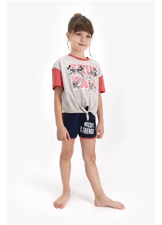 Pijama pentru fetite Disney, tricou si pantalon scurt, model True Pals, gri, 12-13 ani