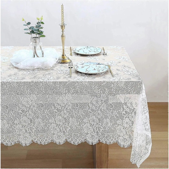 Vintage fehér csipketerítő 150x300cm, újrafelhasználható, elegáns