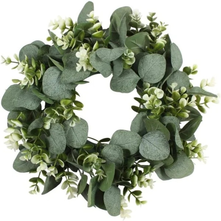 Coronita artificiala eucalipt verde 33x33cm decor rustic multisezon