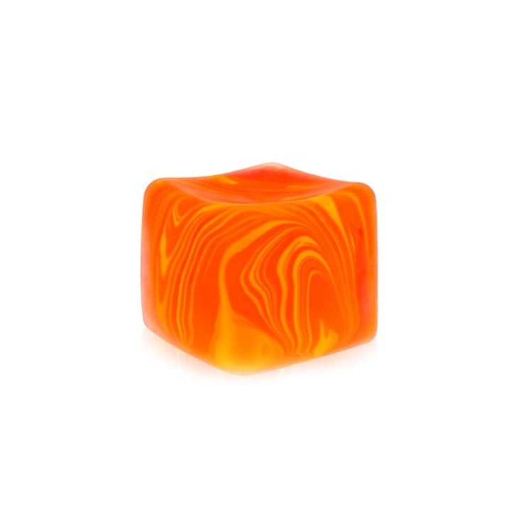 Antistress kocka, squishy, gyerekeknek és felnőtteknek, folyékony vonalú design, hőre lágyuló anyag, narancssárga, 3.5 x 3.5 x 3.5 cm, Dactylion®