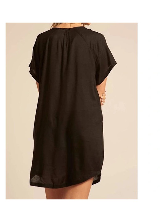 Rochie plaja dama, tunica dantela, decolteu in V, maneci scurte, poliester, marime EU