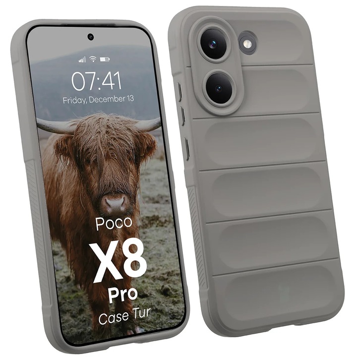 Husa Bizon Case Tur pentru Xiaomi POCO X8 Pro, Gri deschis