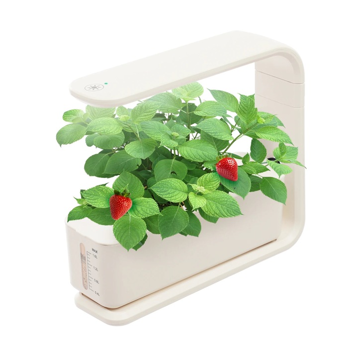 Ghiveci hidroponic, Sistem de cultivare interior cu lumina de crestere LED, 3 orificii, 15W, Pentru bucatarie/pervaz, Ierburi si legume, AC 100–240V 50/60Hz, Alb