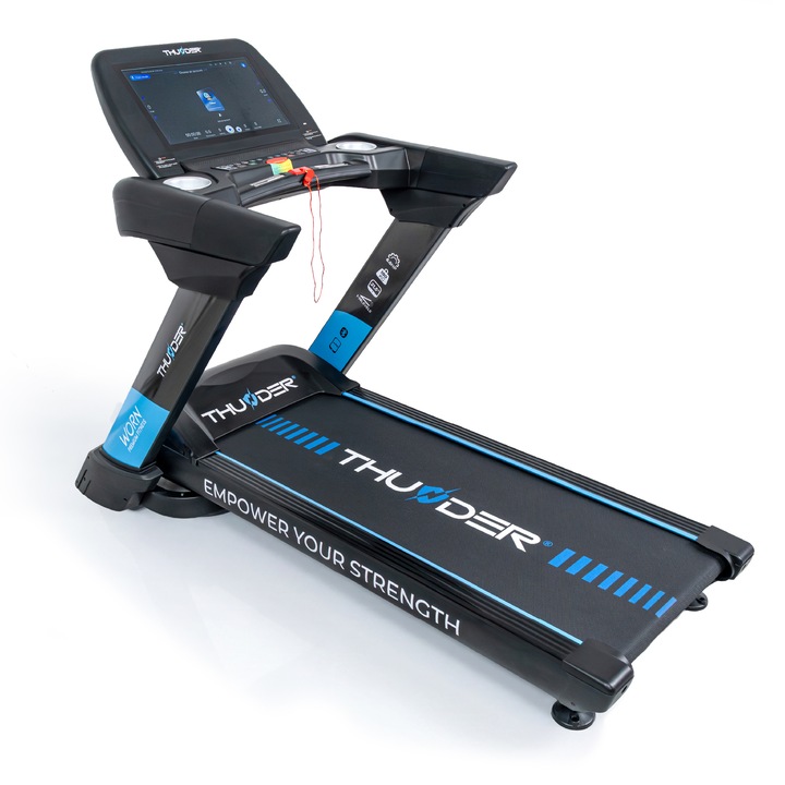 Banda de alergare electrica THUNDER 25 km/h, motor 6 CP, banda 58 cm, WiFi, ecran tactil 21 "5", Android, 180 kg
