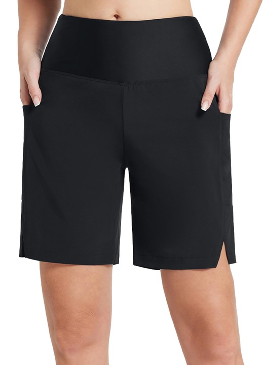 Pantaloni scurti de dama, BALEAF, Protectie UV UPF 50+, Talie inalta, Negru