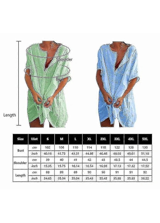 Rochie plaja dama, tunica, alb, maneci scurte, m