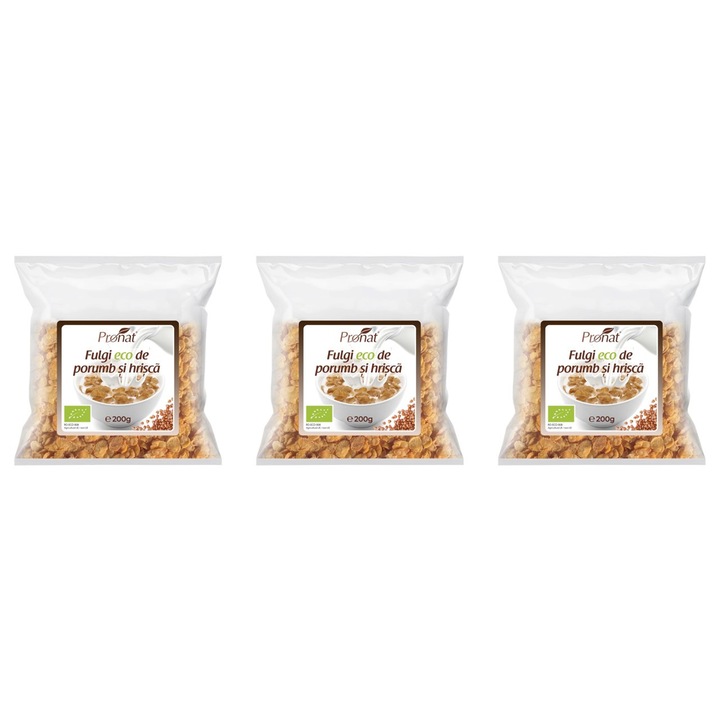 3 x Bio kukorica- és hajdinapehely, 200g Pronat