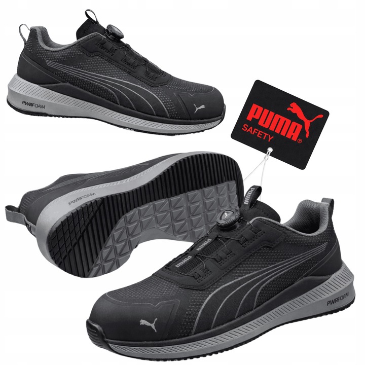 Pantofi de protectie barbati Puma Safety Slide, sistem inchidere BOA, bombeu compozit, talpa antiderapanta, S1P S SRC ESD, Negru, marime 42 EU