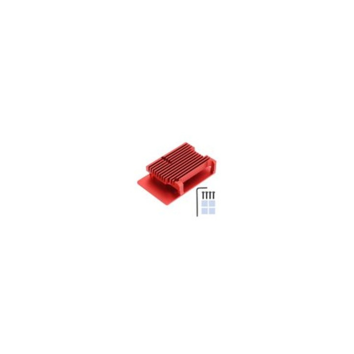 Piros alumínium ház Raspberry Pi 4B-hez 15x10x3cm passzív hűtés
