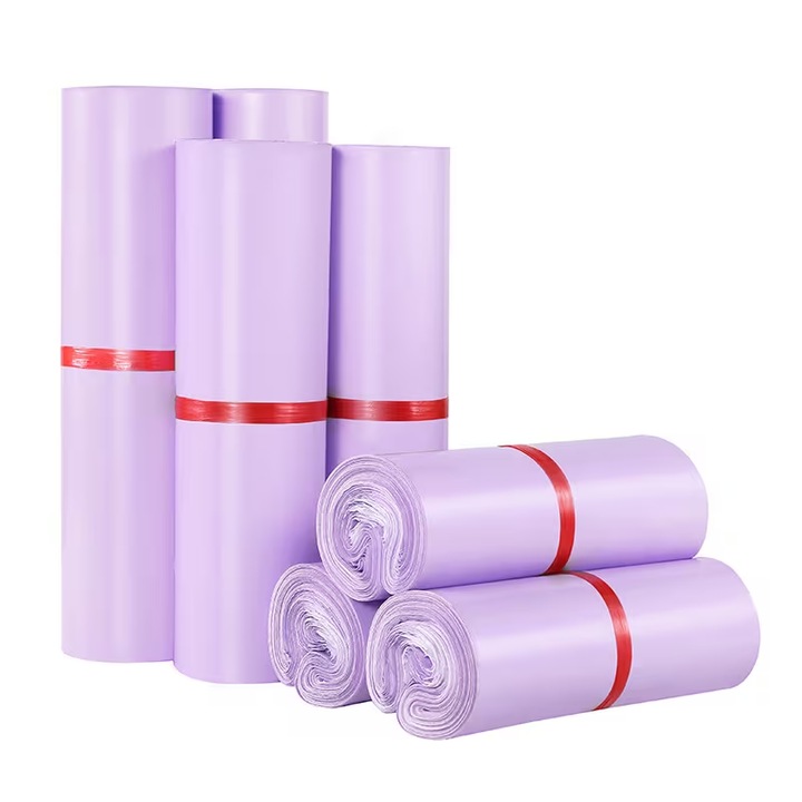Set 100 pungi curierat, 350x450 mm, 50 µm, polietilena, mov deschis -lila