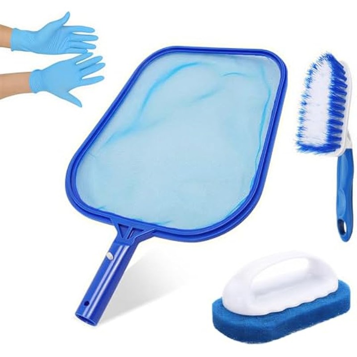Set accesorii curatare piscina multifunctional, perie, manusa, negru