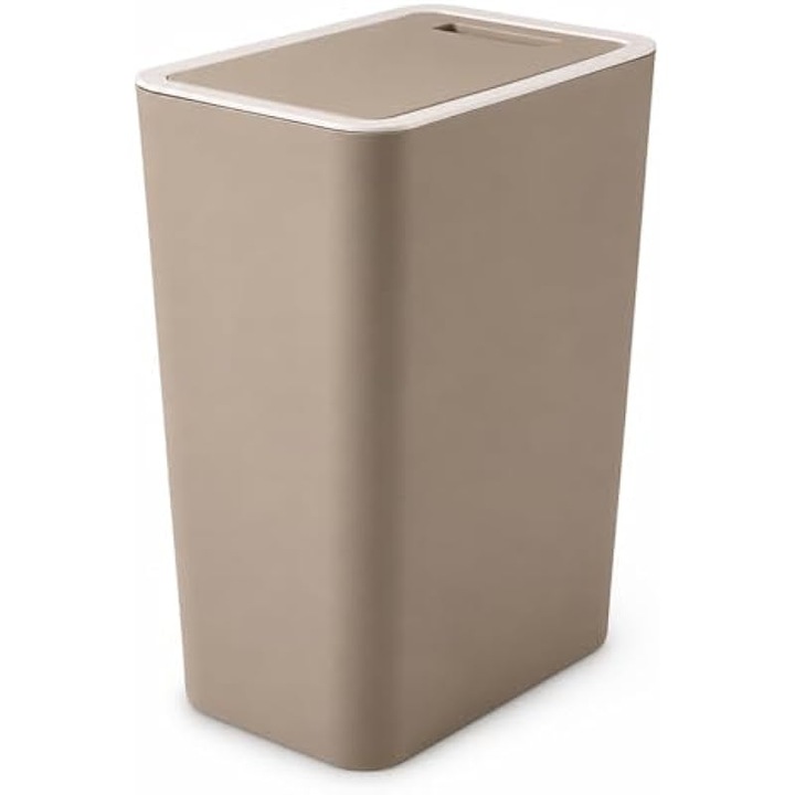 Cos gunoi plastic 12L capac cu atingere maro 25.5x17.5x34.5cm