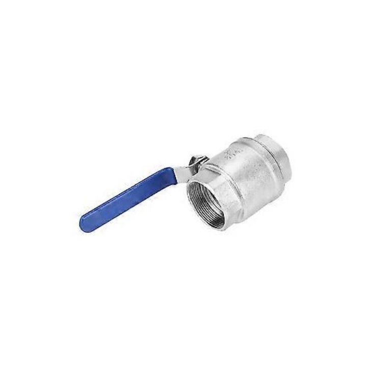 Robinet cu bila filet interior 2 inch DN50 otel inoxidabil 304 argintiu albastru 10.5x6.1cm