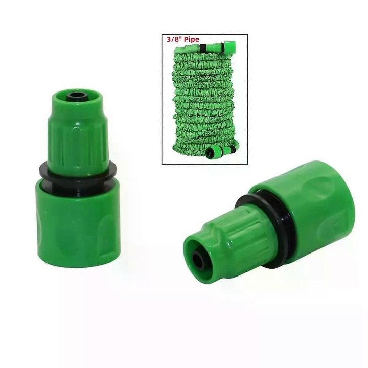Set 2 conectori telescopici plastic verde 3/8" 8x16mm pentru irigare curatenie gradina