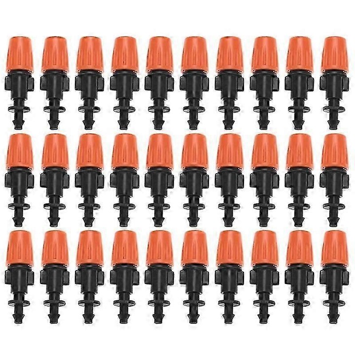 Set 50 duze reglabile irigare picurare, plastic, portocaliu-negru, 4x7mm