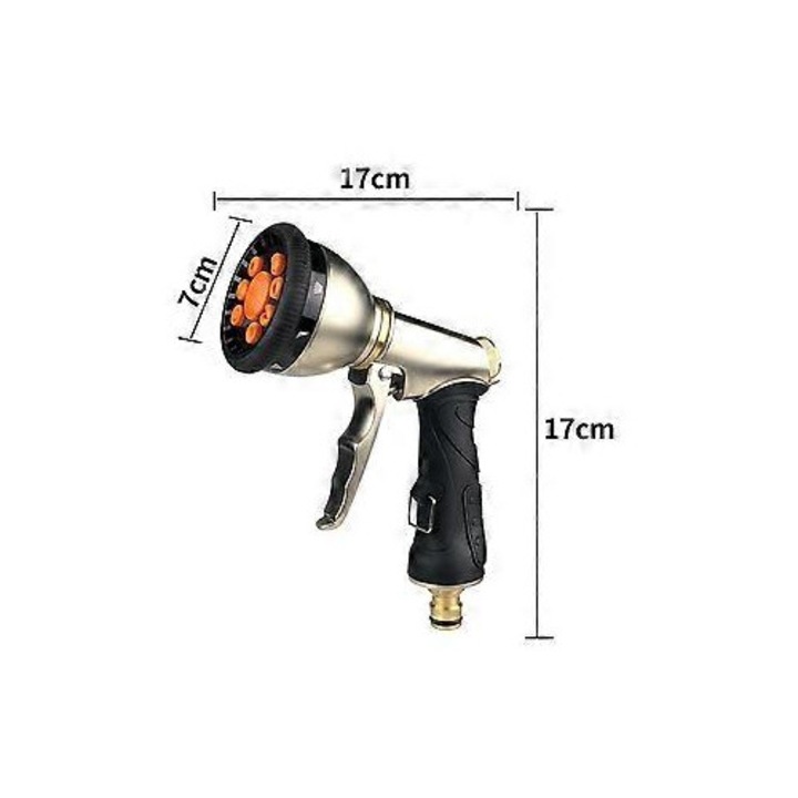 Pistol de stropit metalic, 9 trepte, maner ergonomic, multicolor
