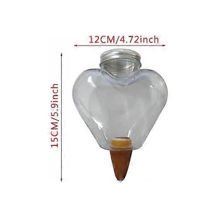 Set 3 globuri auto-udare inima, plastic, pentru plante de interior
