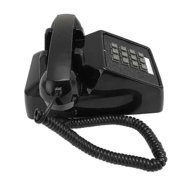 Telefon fix vintage cu fir, butoane mari, negru