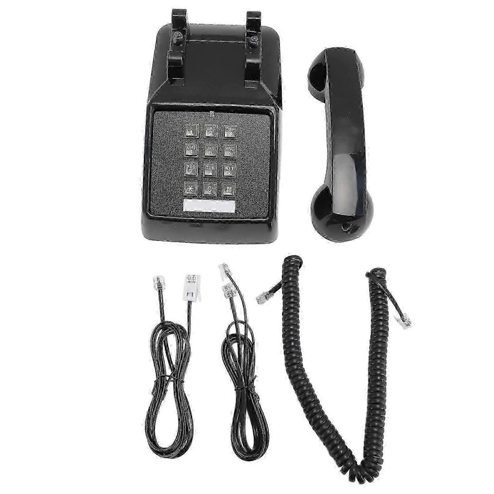 Telefon fix vintage cu fir, butoane mari, negru
