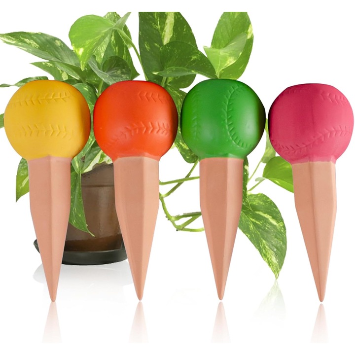 Set 4 picuratoare autoirigare teracota, decorativ, pentru plante, maro, 3-5 zile