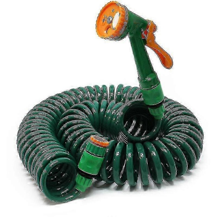 Furtun de gradina spiralat 15m, multifunctional, 8x12mm, multicolor
