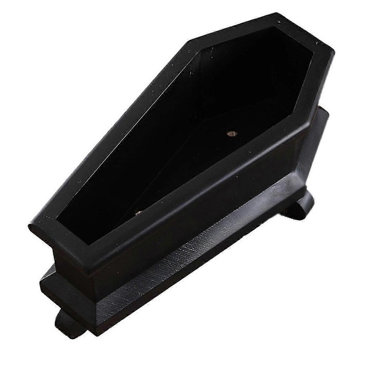 Ghiveci mini sicriu, suport plante suculente, negru, 10x10x12cm