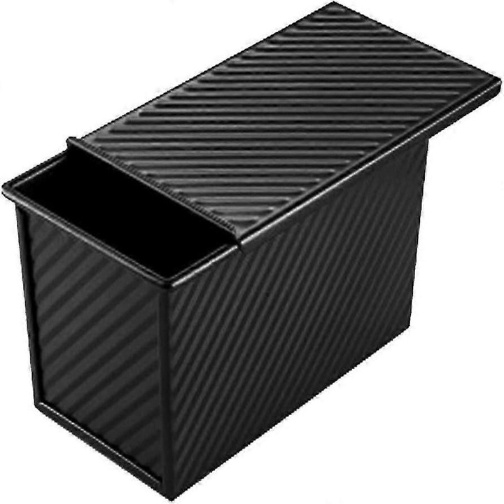 Tava copt paine cu capac, otel carbon, negru, 21x12x11.5cm, 1lb
