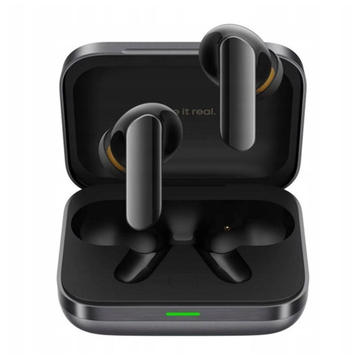 Realme buds air 7 pro bluetooth fülhallgató sztereo, v5.4, tws, mikrofon, aktív zajszűrő, ip55 + töltőtok, sötétszürke