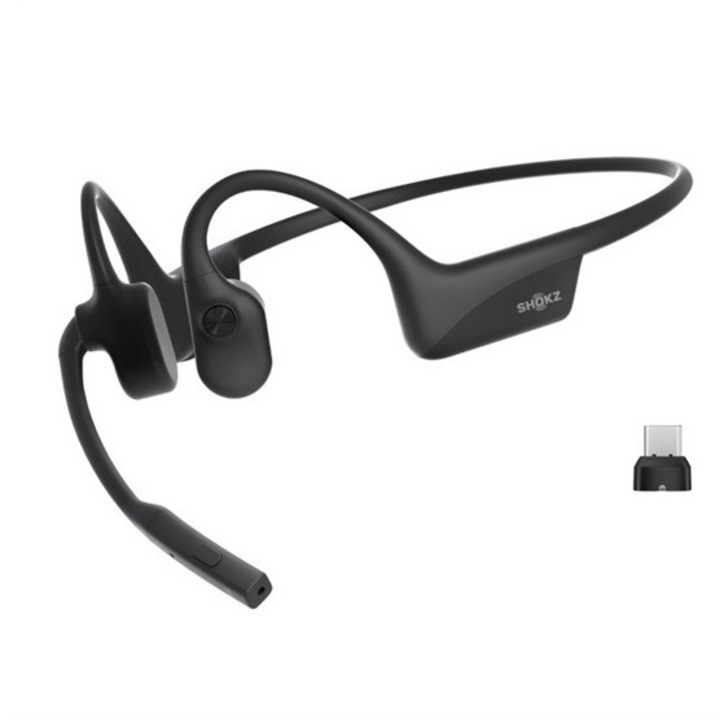 Shokz opencomm2 uc bluetooth fülhallgató sztereo, csontrezgés, v5.4, tws, mikrofon, ip55 + type-c adapter, fekete