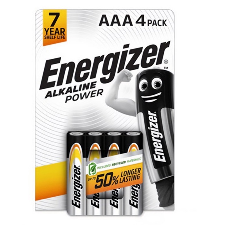 Energizer alkaline power tartós elem, aaa, lr03, 1.5v, alkáli, 4db/csomag