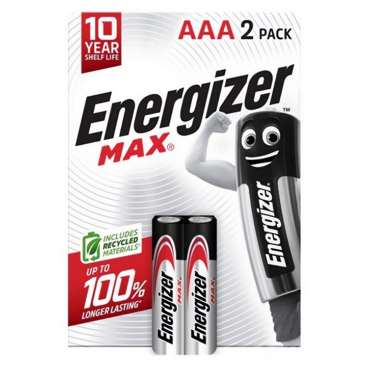 Energizer max tartós elem, aaa, lr03, 1.5v, alkáli, 2db/csomag