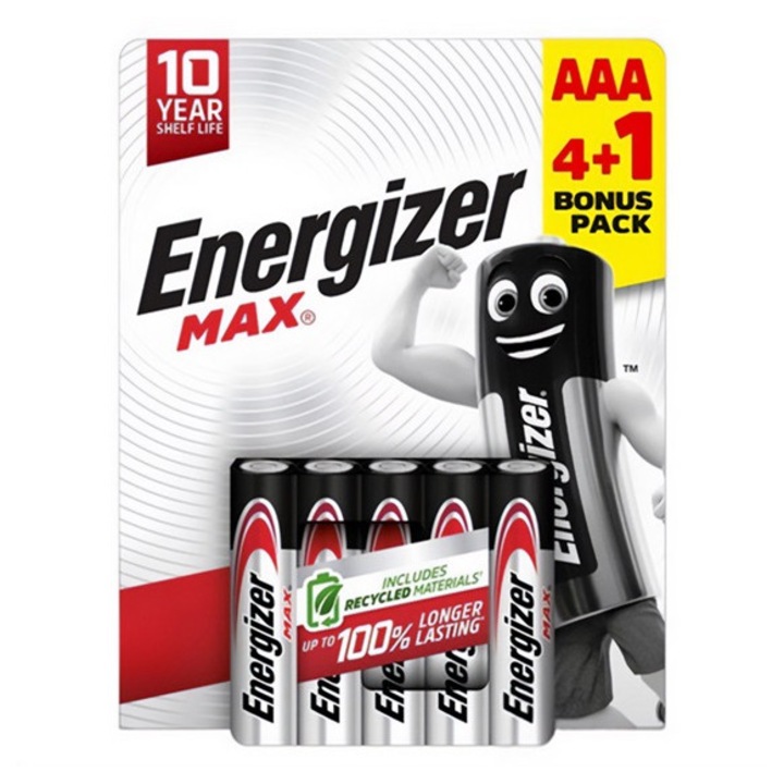 Energizer max tartós elem, aaa, lr03, 1.5v, alkáli, 5db/csomag