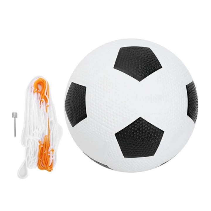 Gumi futball labda, edzéshez, könnyű és kopásálló, pumpatűvel, fekete/fehér, 5-ös méret