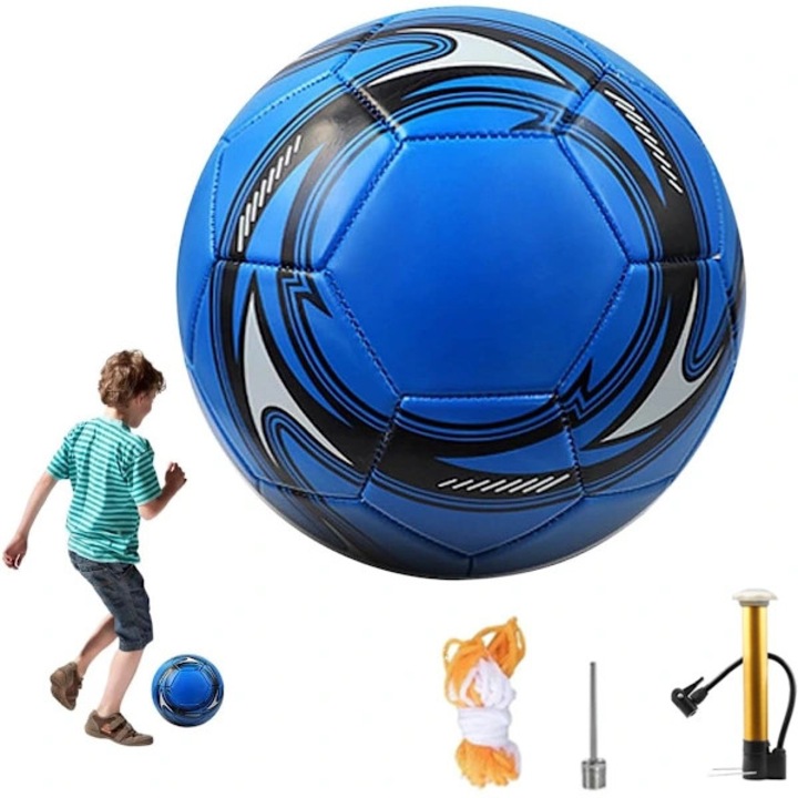 PVC futball-labda (labda), edzéshez, vízálló, géppel varrott, kék, 5-ös méret