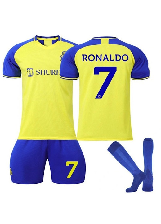Детски тренировъчен екип, Al-Nassr FC, жълт/син, полиестер, 110-116 CM