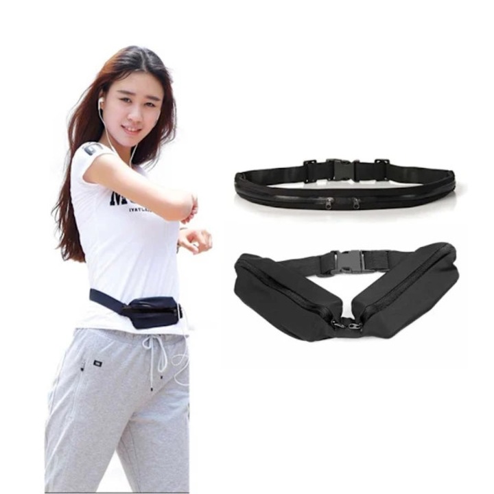 Borseta sport, curea ajustabila, negru, marime universala