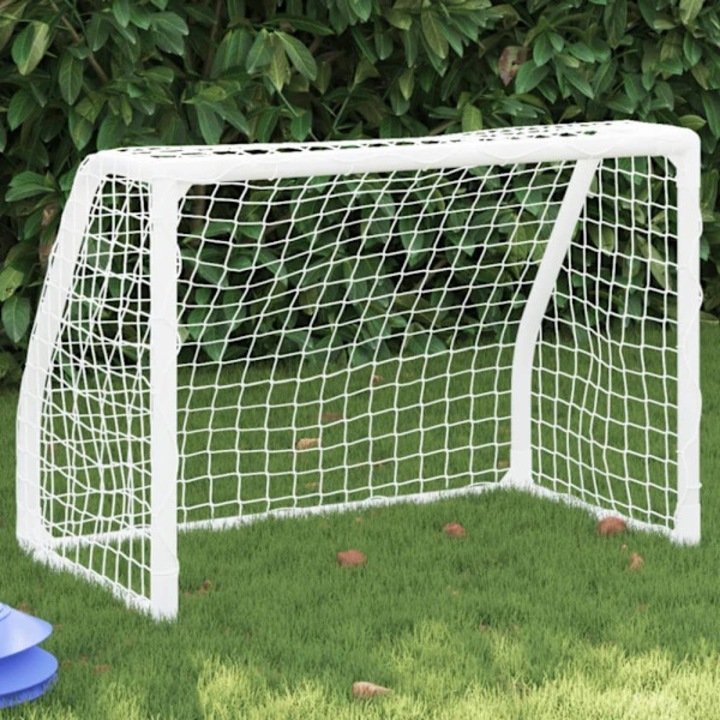 Set 2 porti fotbal copii, alb, metal, 64x35x48cm, minge 15cm