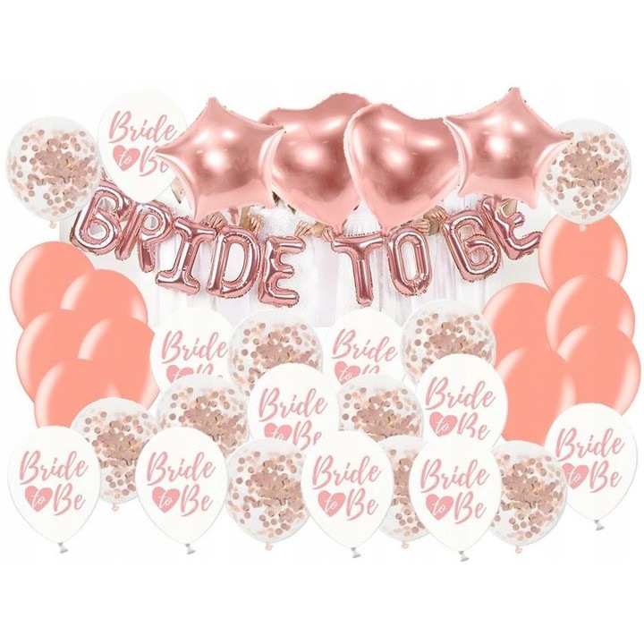 Set baloane Bride to Be, 34 piese, roz auriu, 34xvariate