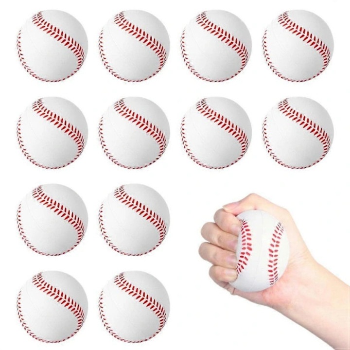 12 darab hab baseball labda szett, fehér, 22x7,1 cm, edzéshez és kikapcsolódáshoz