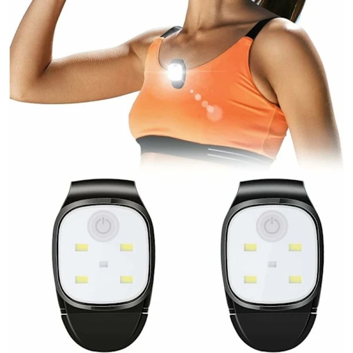 LED фенерче с щипка за открито, USB презареждаемо, отразяващо, черно