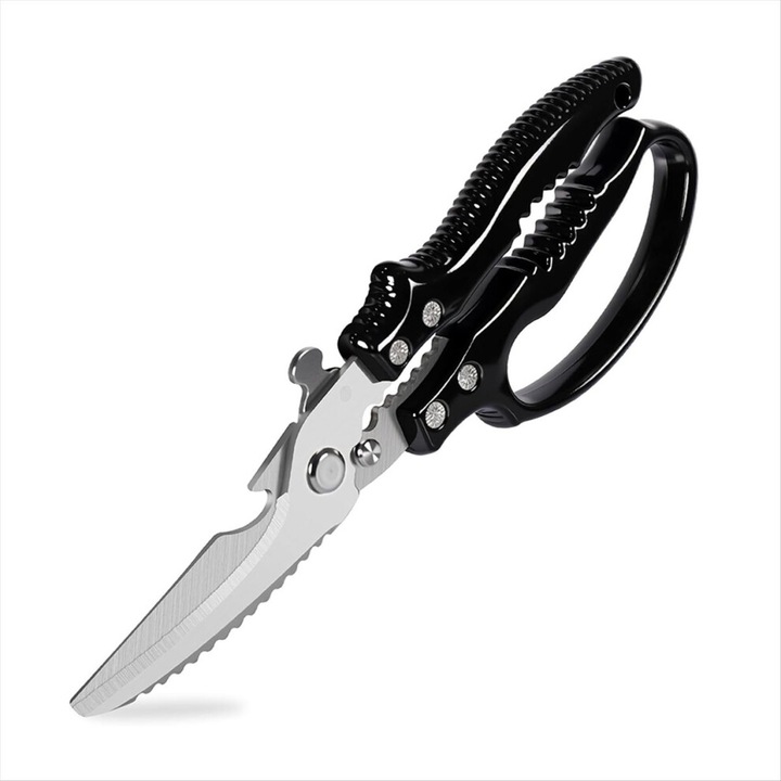 Többfunkciós konyhai olló, rozsdamentes acél, ergonomikus, 23cm