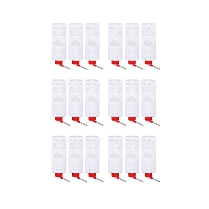 Készlet 18 db kisállat itatópalack, 1000ml, piros, műanyag, függeszthető