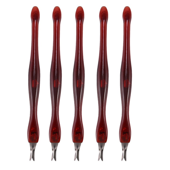 Set 5 ustensile manichiura, otel inoxidabil, maro, 10cm