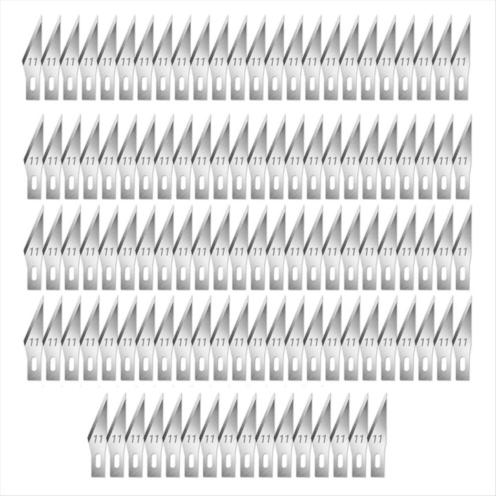 300 lame de precizie pentru cutit, otel inoxidabil, argintiu, 11, set 300 buc