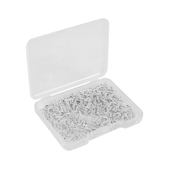 Комплект от 300 винта с ухо, 10x4x1mm, сребристи, за DIY бижута