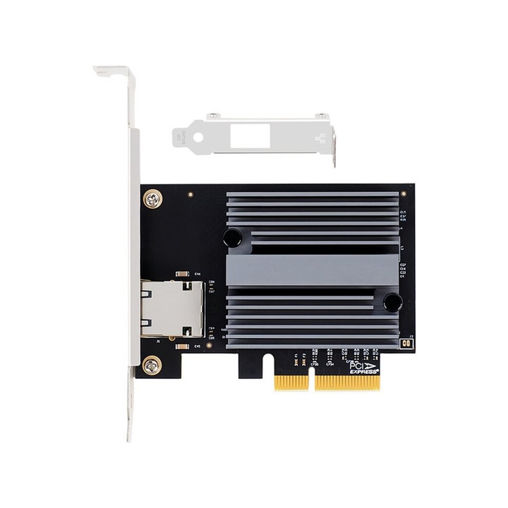 Мрежова карта PCIe x4 10G, един порт, черна, метална, full-height и low-profile