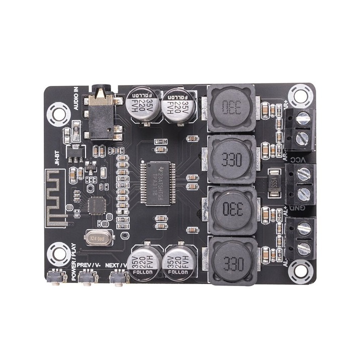 Audio erősítő panel 45W, 12V-28V, műanyag, fekete