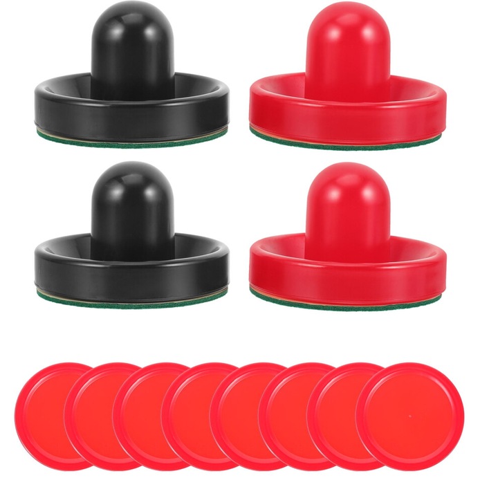 Set 16 piese pucks si palete air hockey, plastic, multicolor, 7.5x5.5x5.5cm