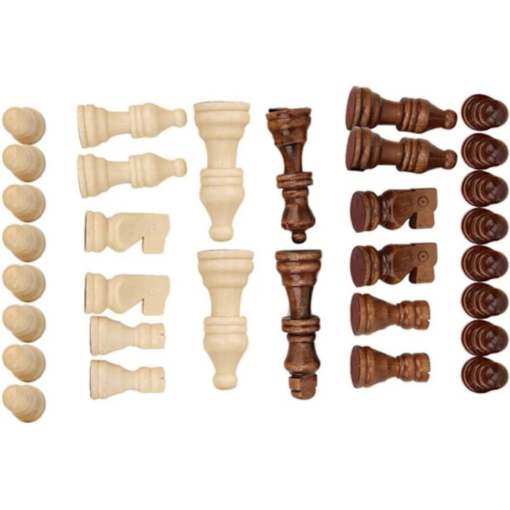 Set 32 piese sah lemn plastic portabil, multicolor, 3+ ani