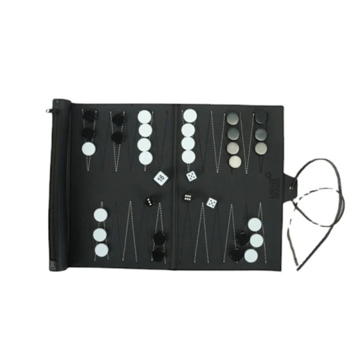 Set joc table portabil, material poliuretan, negru, 34.5x25.5cm